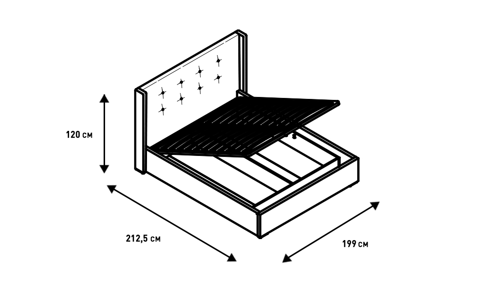 Двуспальные кровати - изображение №5 "Кровать Орландо с подъёмным механизмом 180х200"  на www.Angstrem-mebel.ru